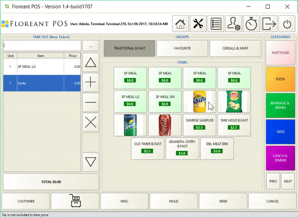 Floreant POS fast food ordering demo — taking orders in seconds